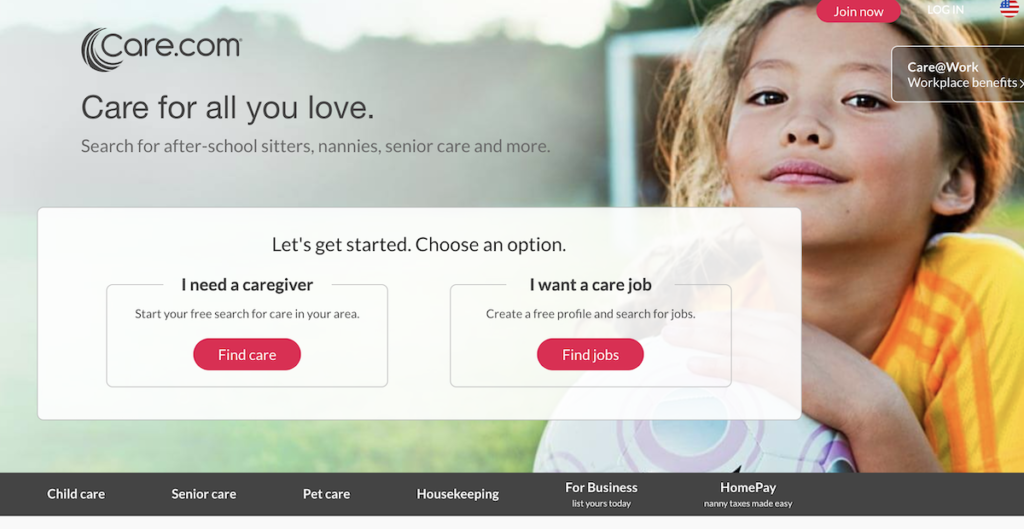 care.com website homepage