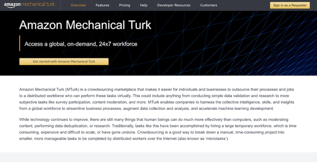 Amazon Mechanical Turk site